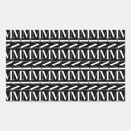 Monogram Initiaal letter M Rechthoekige Sticker (Voorkant)