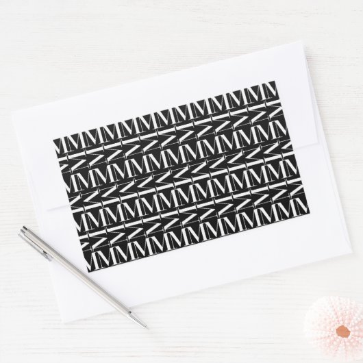 Monogram Initiaal letter M Rechthoekige Sticker (Envelop)