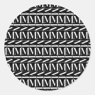 Monogram Initiaal letter M Ronde Sticker