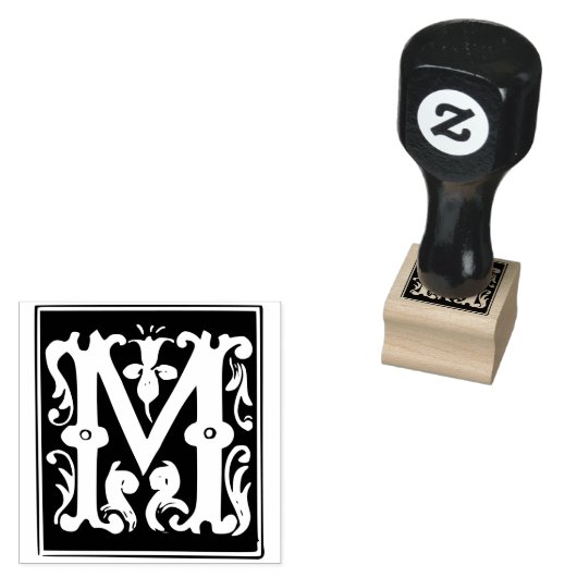 Monogram initiaal letter M Rubberstempel (Gestempeld)