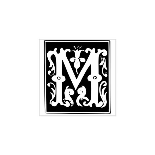 Monogram  initiaal letter M Rubberstempel (Afrduk)