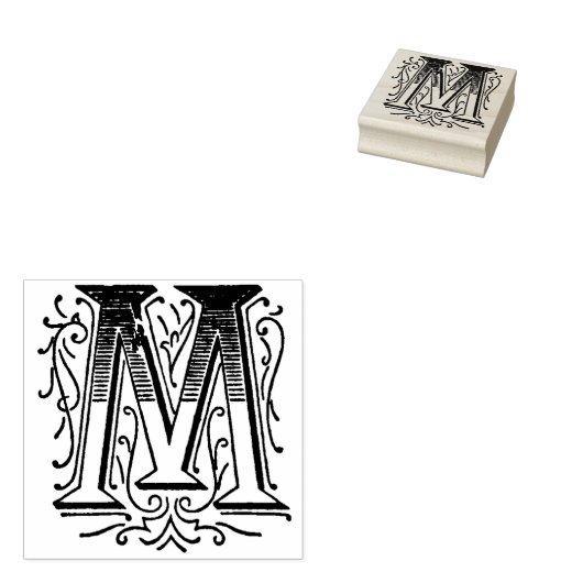  Monogram  initiaal letter M Rubberstempel (Gestempeld)