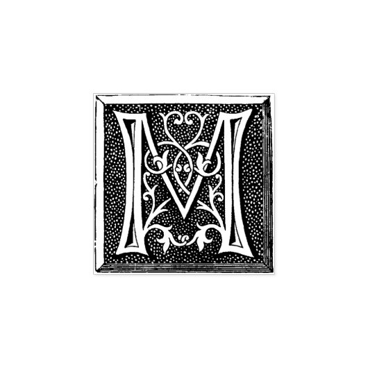  Monogram  initiaal letter M Rubberstempel (Afrduk)
