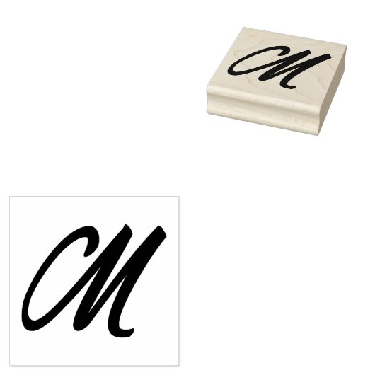 Monogram Initiaal letter M Rubberstempel (Gestempeld)