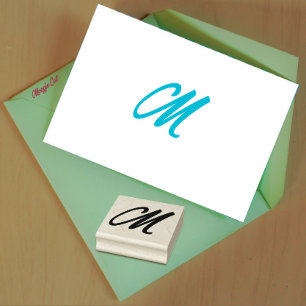 Monogram Initiaal letter M Rubberstempel