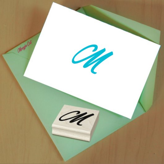Monogram Initiaal letter M Rubberstempel