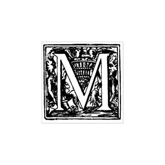  Monogram  initiaal letter M Rubberstempel (Afrduk)