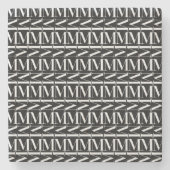 Monogram Initiaal letter M Stenen Onderzetter (Voorkant)