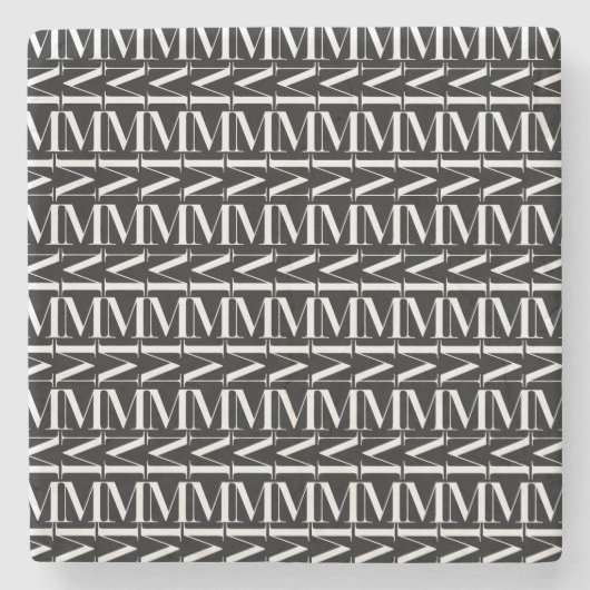 Monogram Initiaal letter M Stenen Onderzetter (Voorkant)