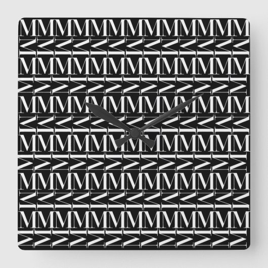 Monogram Initiaal letter M Vierkante Klok (Voorkant)