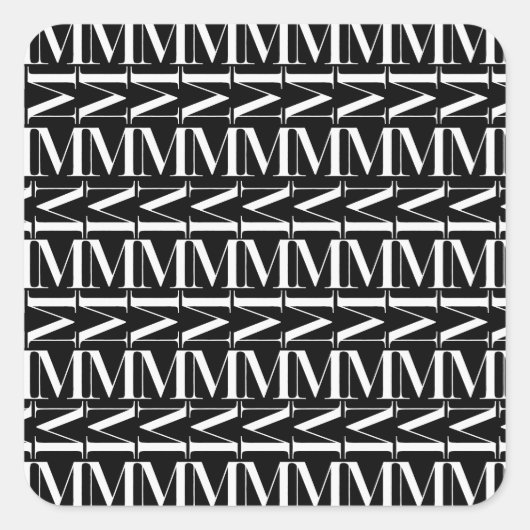Monogram Initiaal letter M Vierkante Sticker (Voorkant)