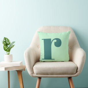 Monogram Initiaal Letter Mint Green Blauwgroen Kussen