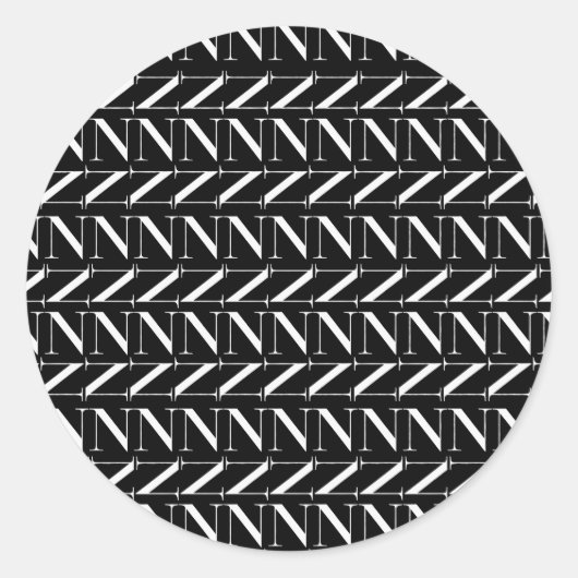 Monogram Initiaal letter N Ronde Sticker (Voorkant)