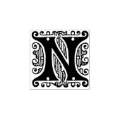 Monogram  initiaal letter N Rubberstempel (Afrduk)