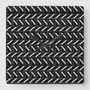 Monogram Initiaal letter N Vierkante Klok