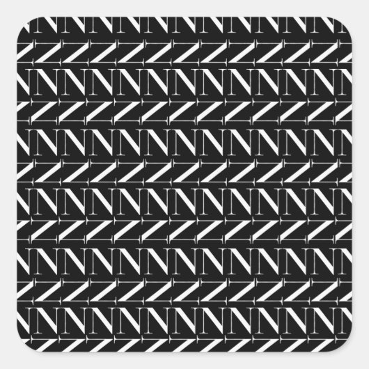 Monogram Initiaal letter N Vierkante Sticker (Voorkant)