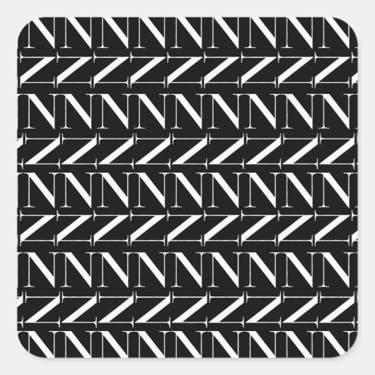 Monogram Initiaal letter N Vierkante Sticker (Voorkant)