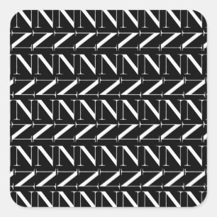 Monogram Initiaal letter N Vierkante Sticker