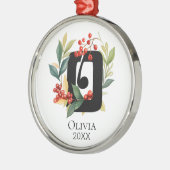 Monogram Initiaal Letter O Beskrans Kerst Metalen Ornament (Links)