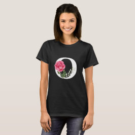 Monogram Initiaal Letter O in het wit met roze Ros T-shirt