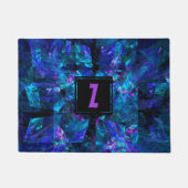 Monogram Initiaal Letter over lichtblauw Deurmat (Voorkant)