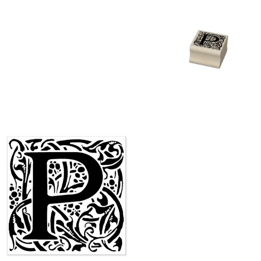 Monogram initiaal letter P Rubberstempel (Gestempeld)