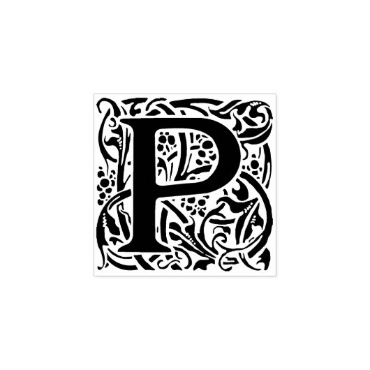 Monogram initiaal letter P Rubberstempel (Afrduk)