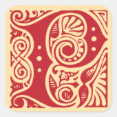 monogram Initiaal letter p Vierkante Sticker (Voorkant)