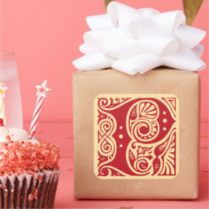 monogram Initiaal letter p Vierkante Sticker