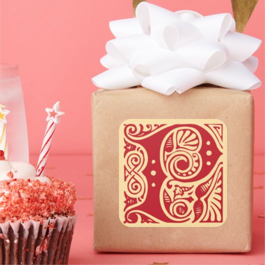 monogram Initiaal letter p Vierkante Sticker (Feest)