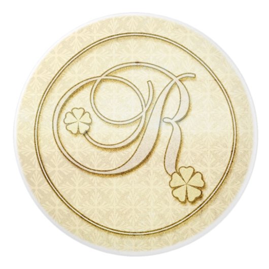 monogram Initiaal letter R Keramische Knop (Voorkant)