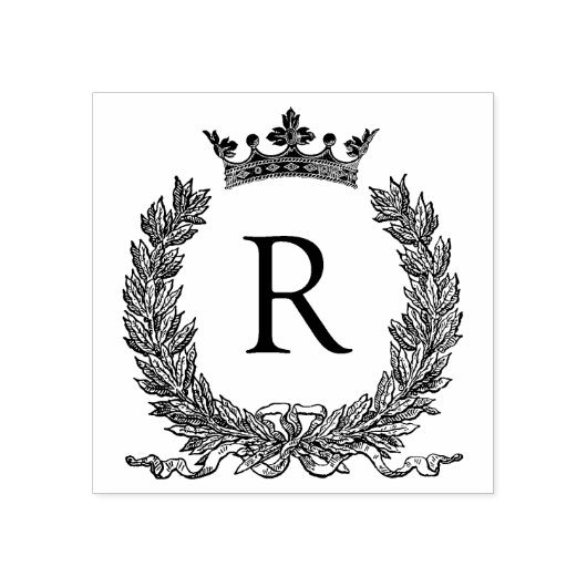 Monogram Initiaal Letter R Rubberstempel (Afrduk)