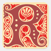  monogram Initiaal letter R Vierkante Sticker (Voorkant)