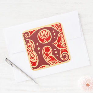  monogram Initiaal letter R Vierkante Sticker