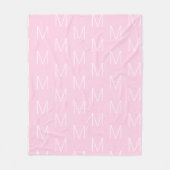 Monogram initiaal letter roze wit aanpassen fleece deken (Voorkant)