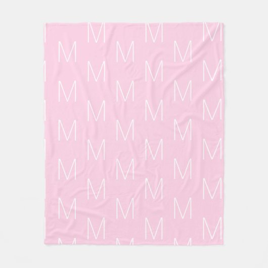 Monogram initiaal letter roze wit aanpassen fleece deken (Voorkant)