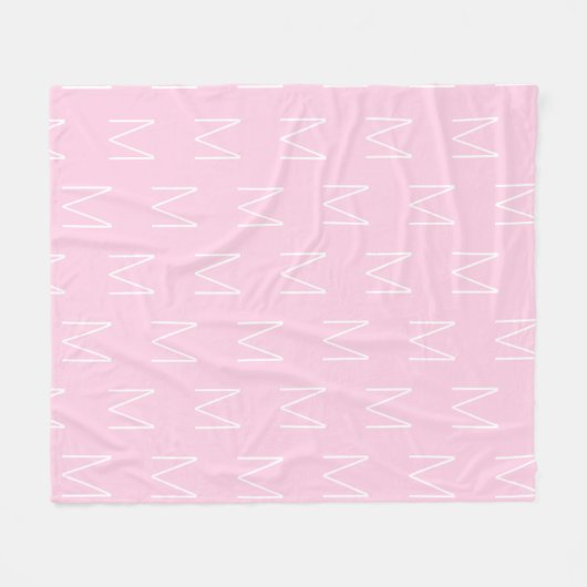 Monogram initiaal letter roze wit aanpassen fleece deken (Voorkant (Horizontaal))