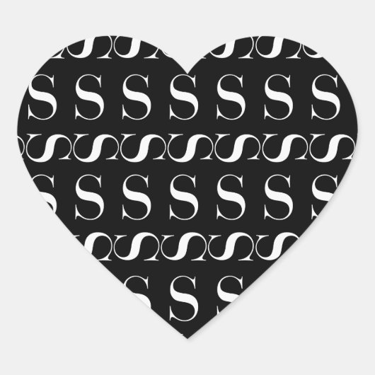 Monogram Initiaal letter S Hart Sticker (Voorkant)