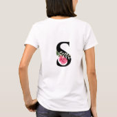 Monogram Initiaal Letter S in zwart met roze roze  T-shirt (Achterkant)