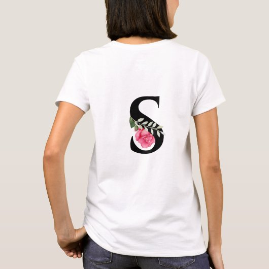 Monogram Initiaal Letter S in zwart met roze roze T-shirt (Achterkant)