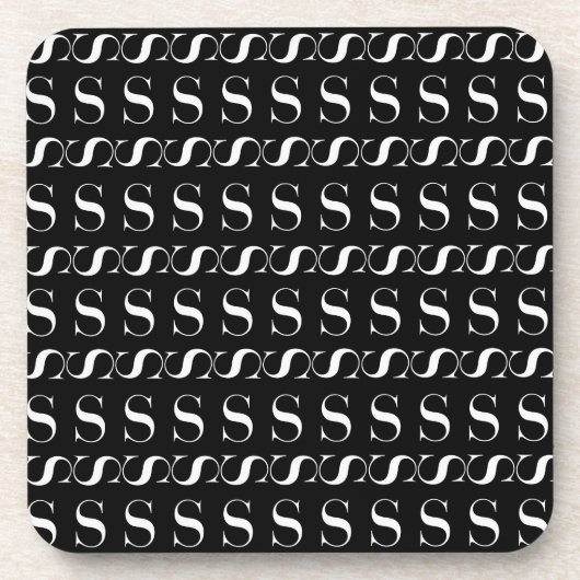 Monogram Initiaal Letter S, kies Achtergrondkleur Onderzetter (Voorkant)