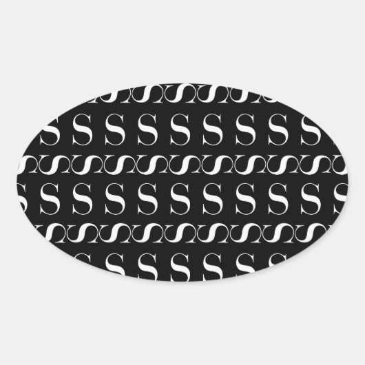 Monogram Initiaal letter S Ovale Sticker (Voorkant)