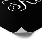 Monogram initiaal Letter Stylish Black & White Nam Poster (Hoek)
