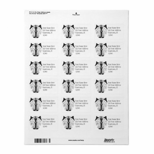 Monogram Initiaal letter T adreslabel Etiket (Full Sheet)