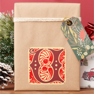 monogram Initiaal letter U Vierkante Sticker
