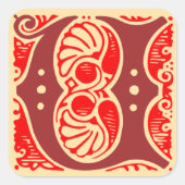 monogram Initiaal letter U Vierkante Sticker (Voorkant)