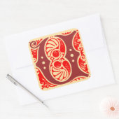 monogram Initiaal letter U Vierkante Sticker (Envelop)