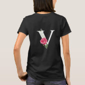 Monogram Initiaal Letter V in wit met roze Rose T-shirt (Achterkant)