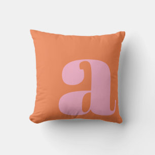 Monogram Initiaal Letter Vet Roze Oranje Speels Kussen