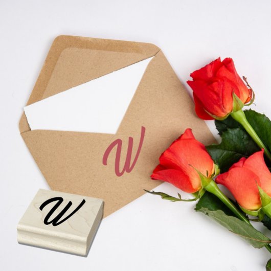 Monogram Initiaal letter W Rubberstempel
